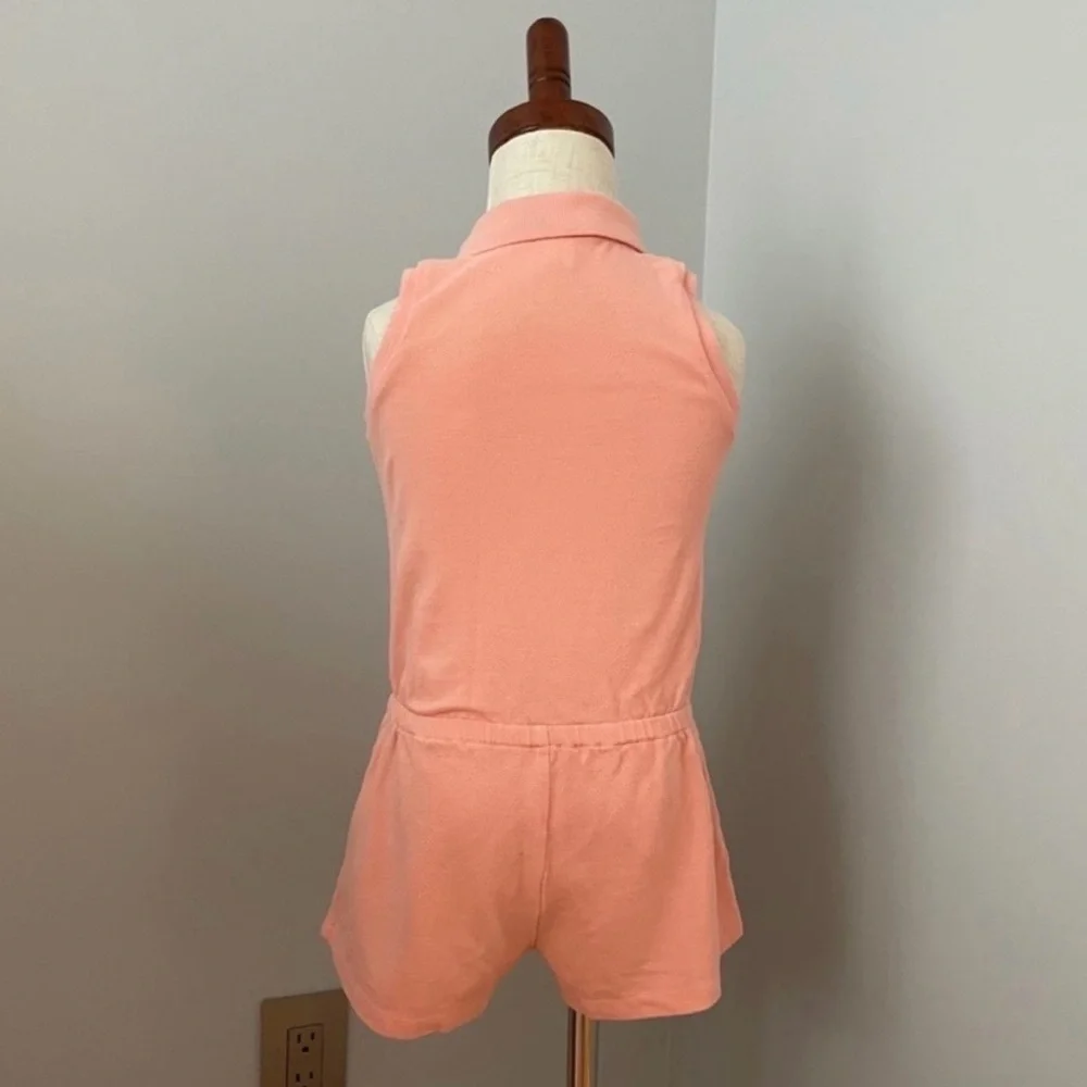 RALPH LAUREN GIRLS EMBROIDERED PIQUE POLO ROMPER